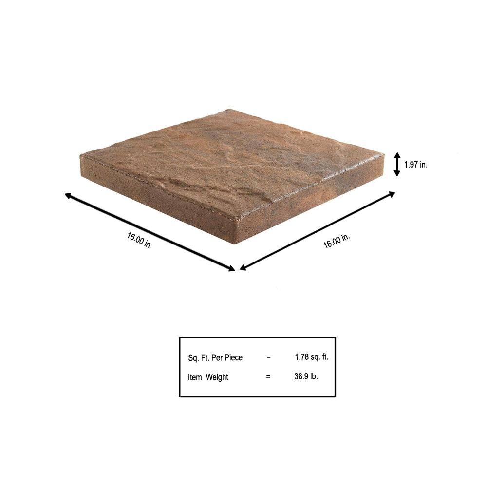 Pavestone Taverna Square 16 in. x 16 in. x 2 in. Walnut Blend Concrete Step Stone (72-Pieces124 sq. ft.Pallet) 26478.WGWB