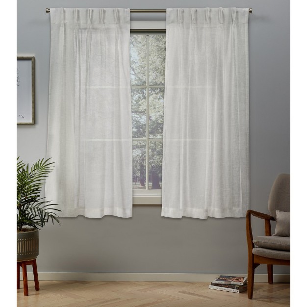 Set Of 2 Belgian Pinch Pleats Sheer Window Curtain Panel Exclusive Home