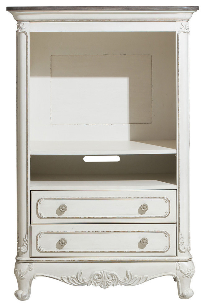 Averny Armoire  2 Tone Finish  Antique White  Gray   Traditional   Entertainment Centers And Tv Stands   by Lexicon Home  Houzz