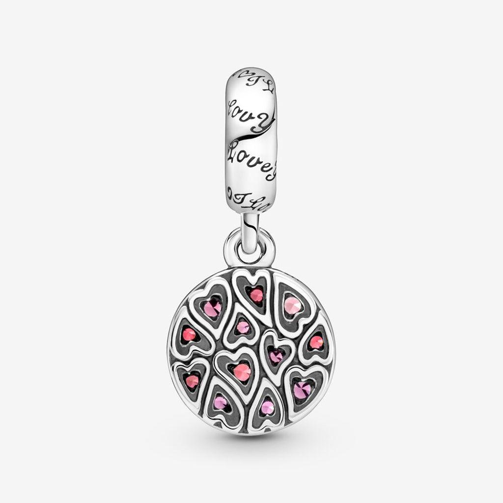 PANDORA  Sparkling Heart Pattern Dangle Charm