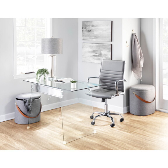 Glacier Contemporary Desk in Clear and Chrome by L...