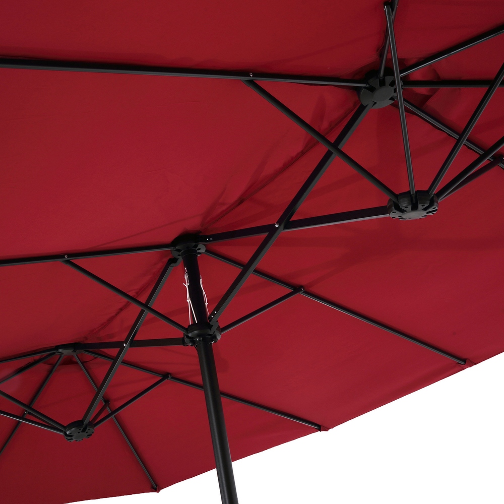 15x9ft Large Double Sided Rectangular Outdoor Twin Patio Market Umbrella