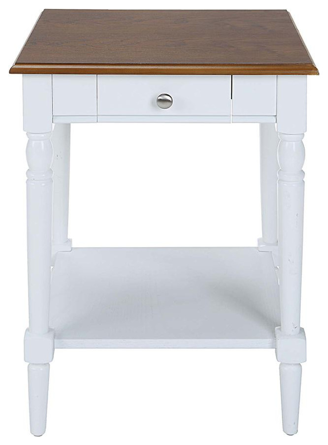 French Country 1 Drawer End Table with Shelf  Dark Walnut/White Finish   Contemporary   Coffee Tables   by BisonOffice  Houzz