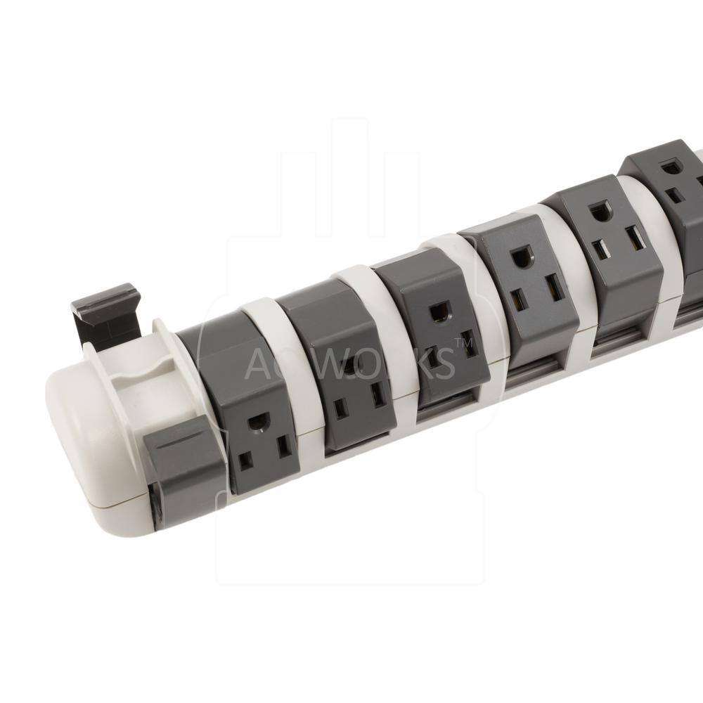 AC WORKS 8-Outlet 6 ft. SJT 143 Rotating Power Strip with Surge Protection PSROT-072