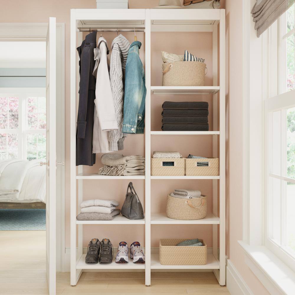 CLOSETS By LIBERTY 46.5 in. W White Adjustable Tower Wood Closet System with 10 Shelves HS6600-RW-04