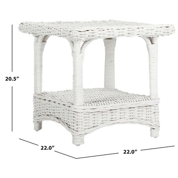 SAFAVIEH Bowen White Rattan Side Table - 22