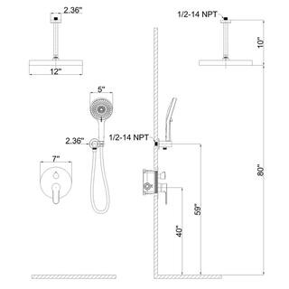 GIVING TREE 3-Spray Patterns 5 in. Ceiling Mount Handheld Shower Head with 12 in. Round Rain Head Replacement in Brushed Nickel HDFFBT702PJ-NS