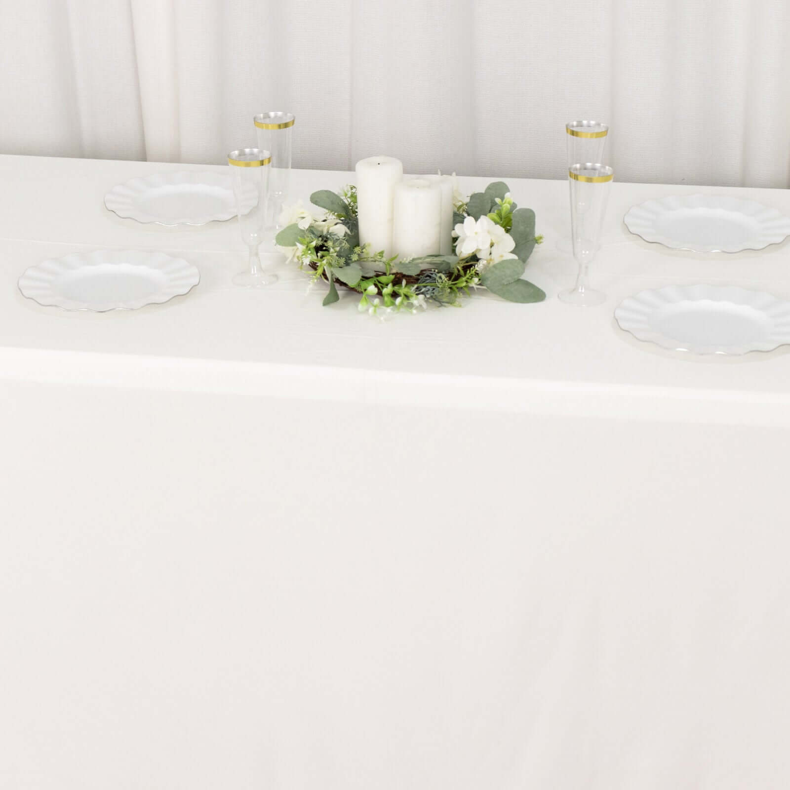 Ivory Premium Scuba Rectangular Tablecloth, Wrinkle Free Polyester Seamless Tablecloth 90