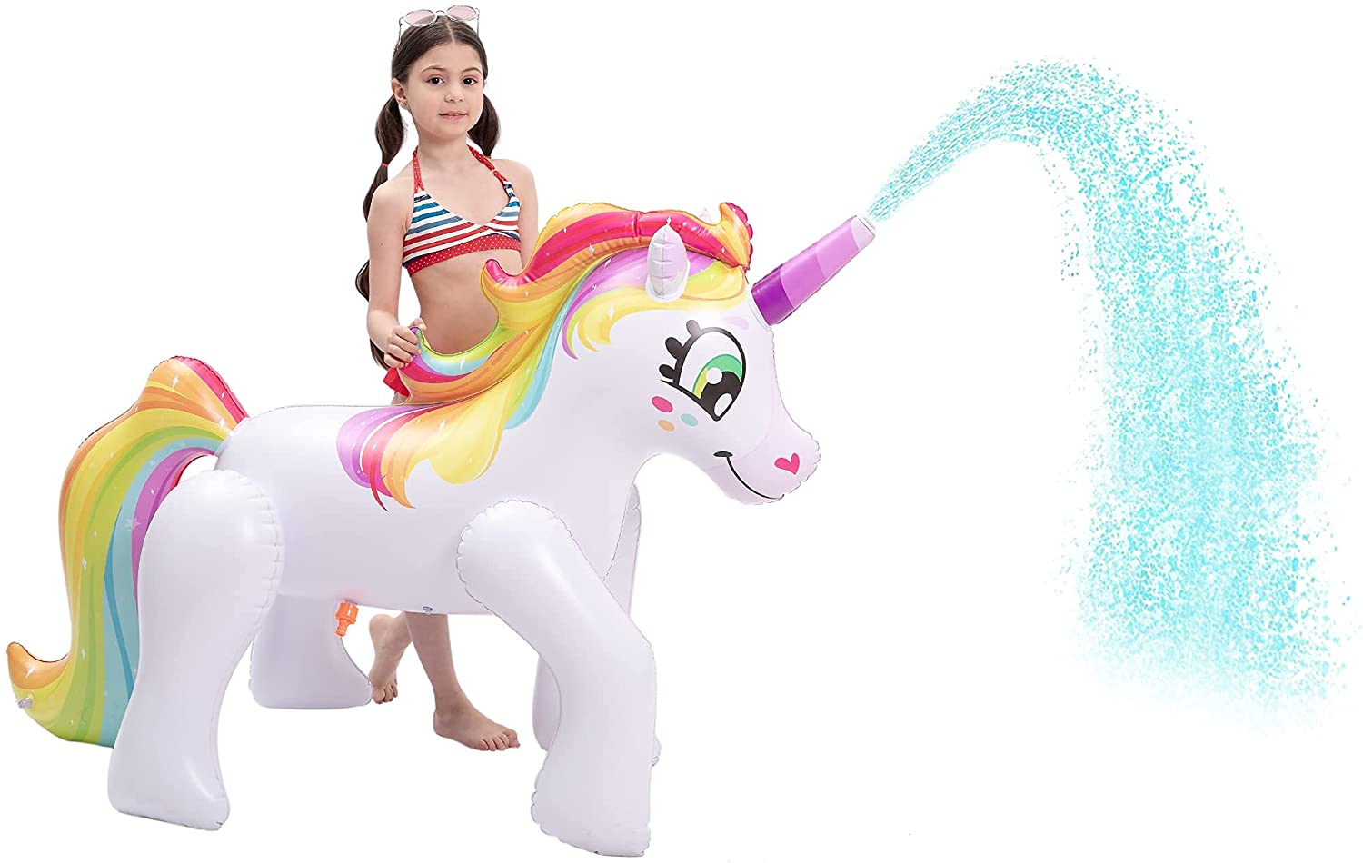 Intera 53'' Inflatable Unicorn Sprinkler for Kids and Adults Outdoor Water Toys， Alicorn/ Pegasus Lawn Sprinkler for Kids Summer Fun Activities