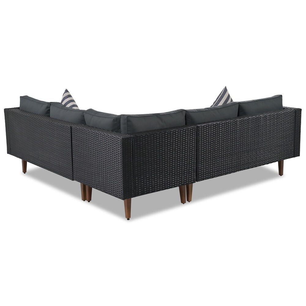 Outdoor Patio Wicker Sofa L shape Sectional Sofa Conversation Sets Furniture