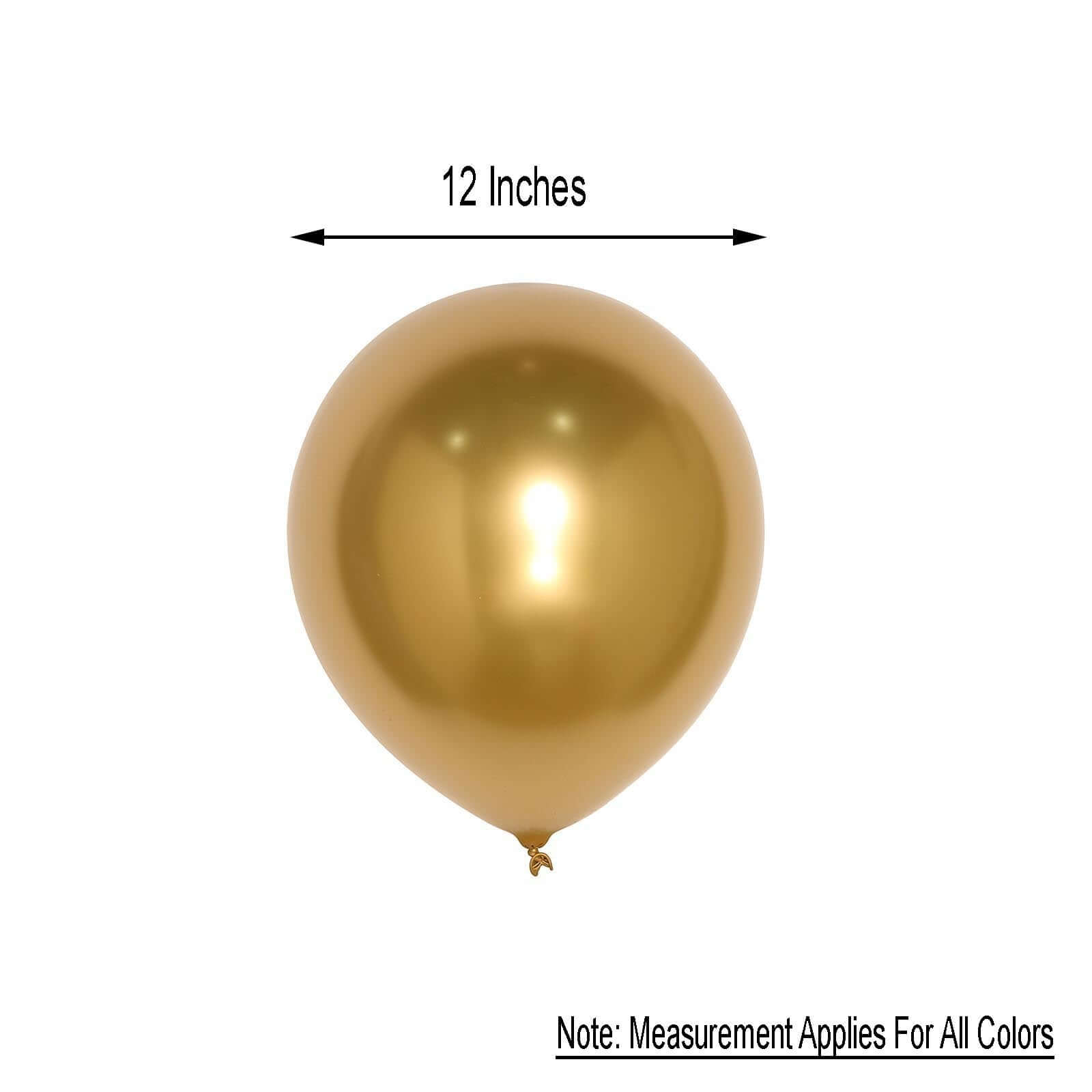 25 Pack Metallic Chrome Gold Latex Helium or Air Party Balloons 12