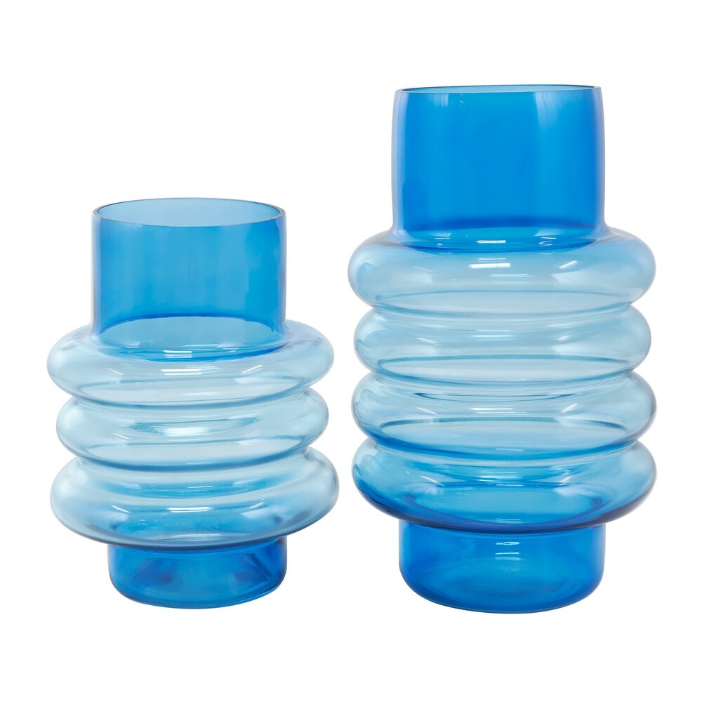 Blue Glass Ombre Bubble Vase (Set of 2)