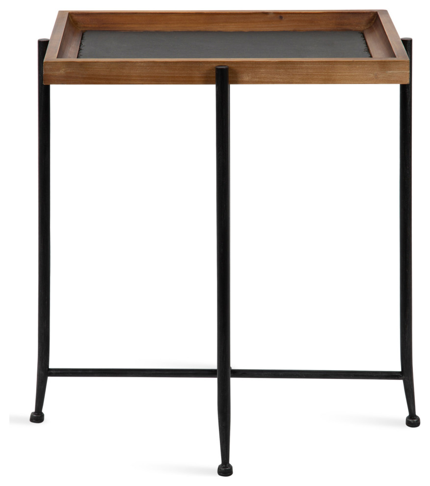 Macabe Wood and Iron Accent Table  Rustic Brown/Black 19.75x13.5x23.25   Industrial   Side Tables And End Tables   by Uniek Inc.  Houzz