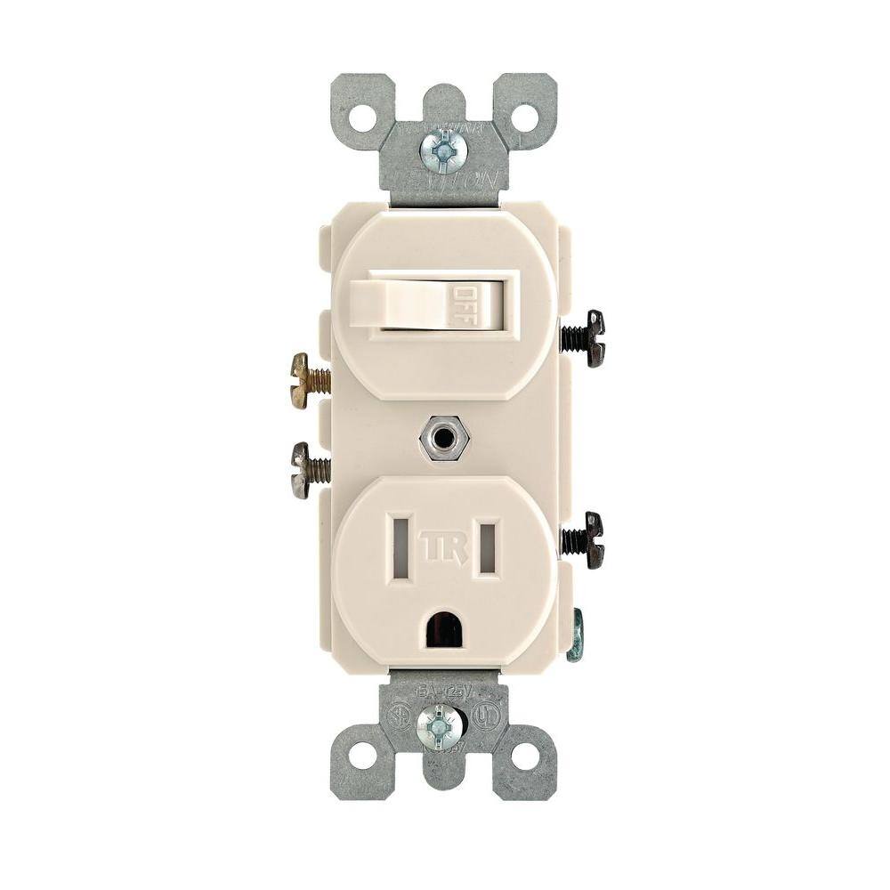 Leviton 15 Amp Tamper-Resistant Combination SwitchOutlet Light Almond R56-T5225-0TS