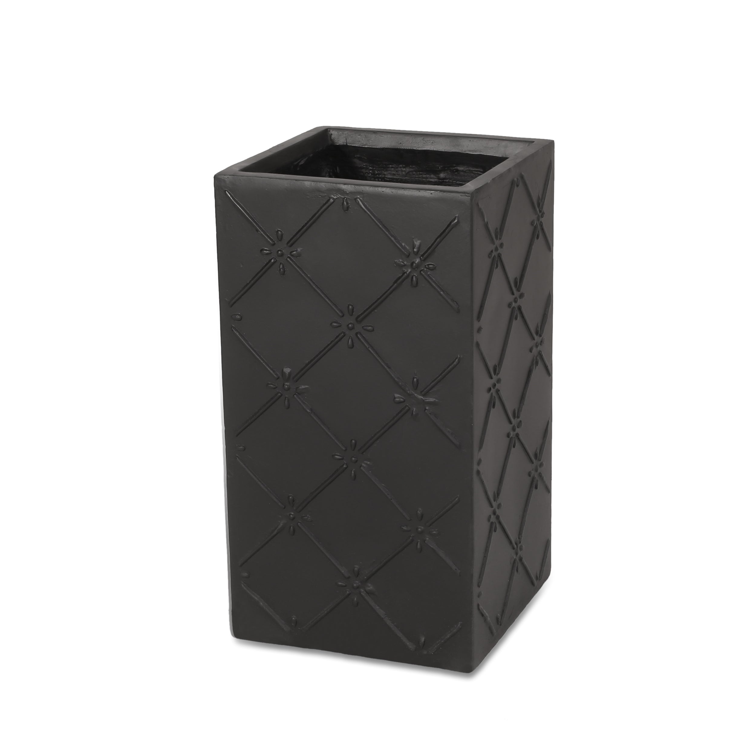 Hula Outdoor Cast Stone Planter, Matte Black