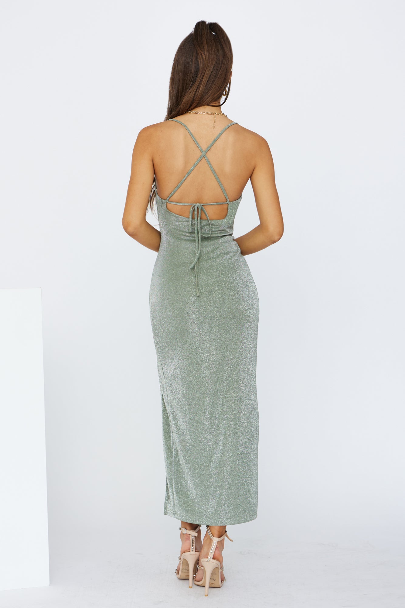 Long Black Midi Dress Green