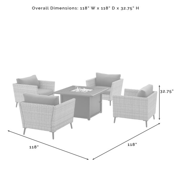 Richland 5Pc Outdoor Wicker Conversation Set W/Fire Table