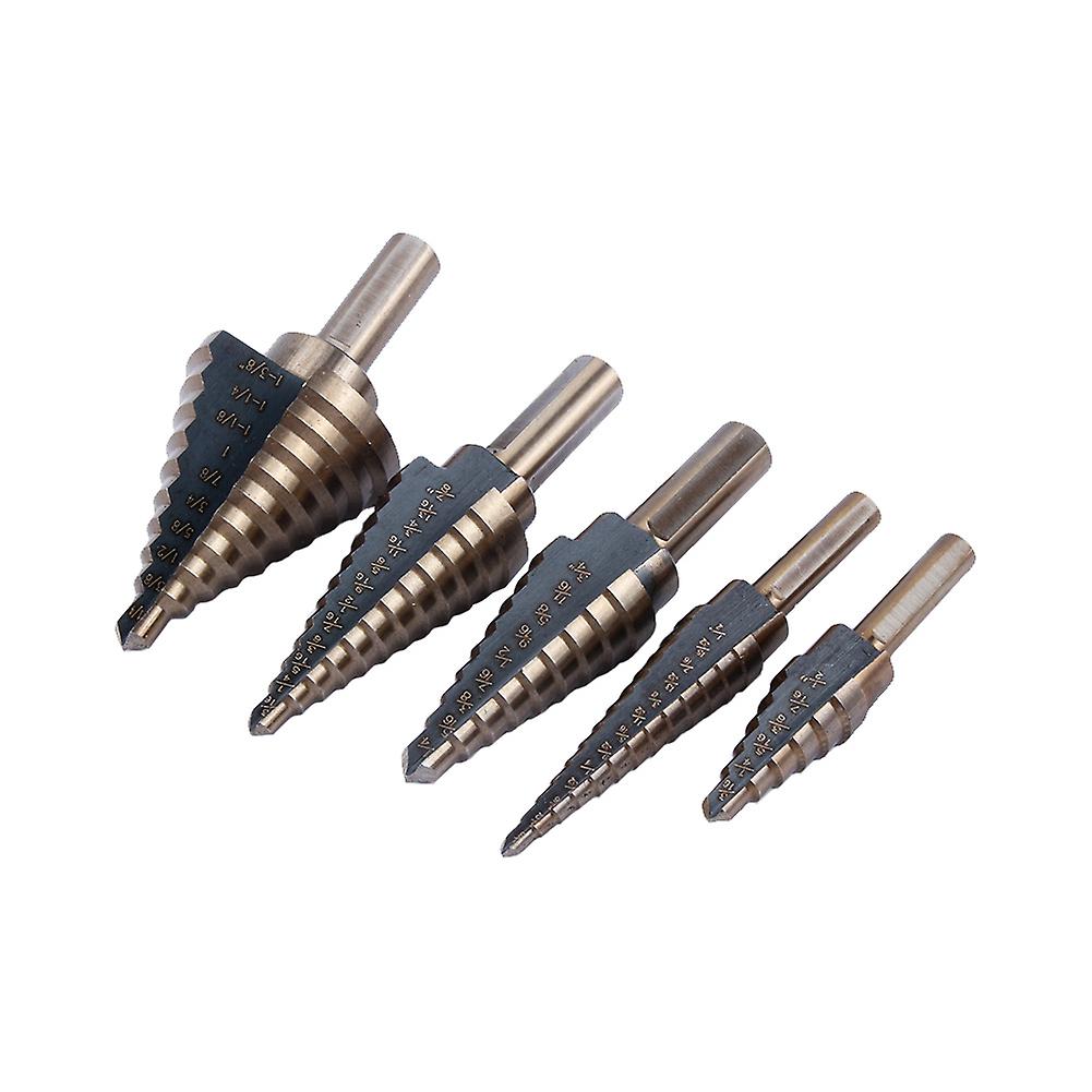 High Quality Hss Step Titanium Cone Drill Bit Tool Set 5pcs Hole Cutter Case