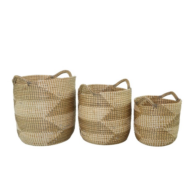 Set Of 3 Seagrass Storage Baskets Natural Olivia amp May