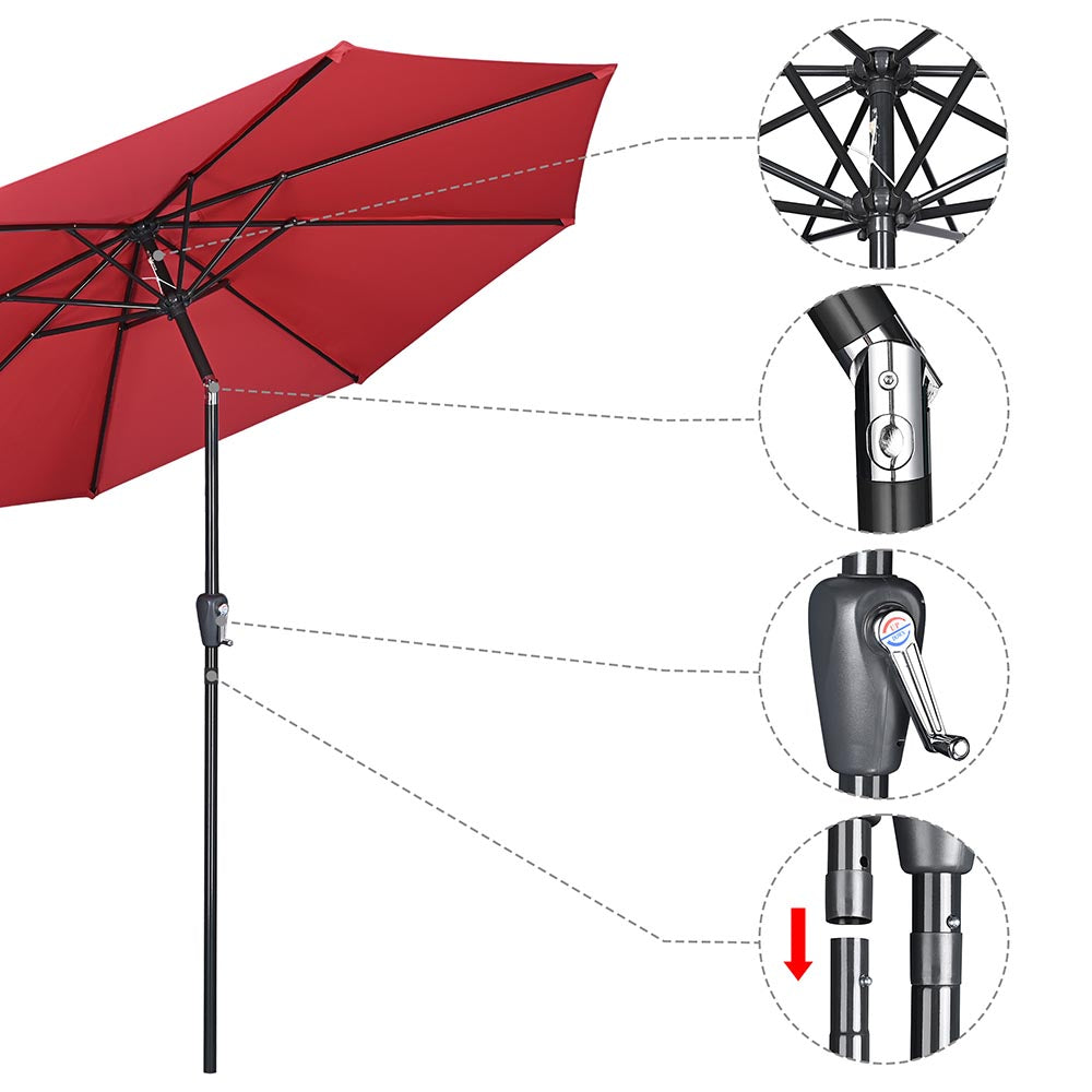 Yescom 10ft 8-Rib Patio Umbrella Tilt 220gsm Canopy UV50+