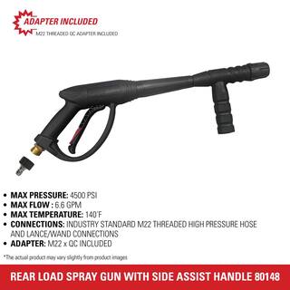 SIMPSON Spray Gun with Side Assist Handle M22 Connections for Cold Water 4500 PSI Pressure Washer Includes QC Adapter 80148