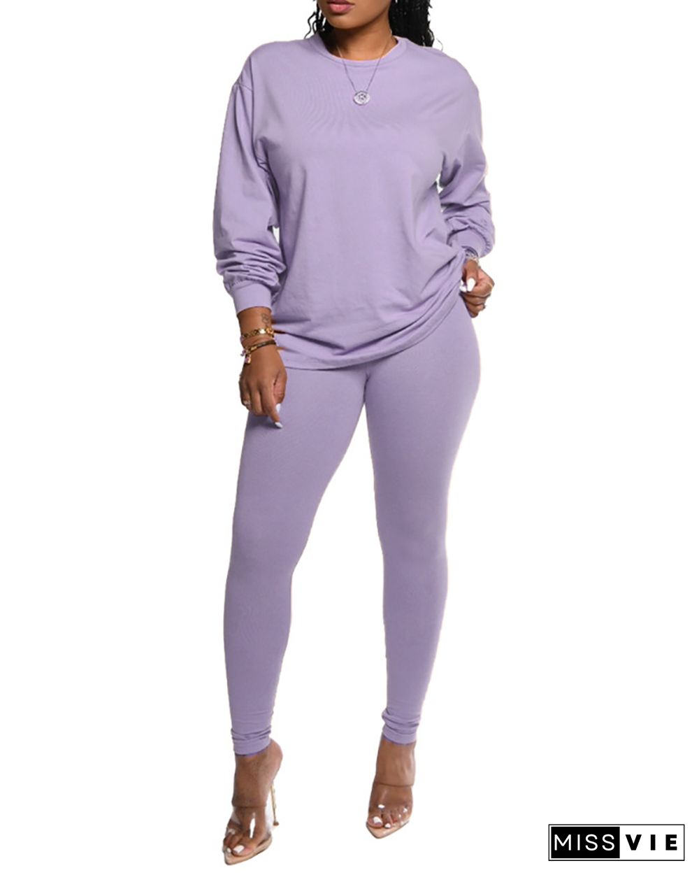 Long Sleeve Top & High Waist Pants Set