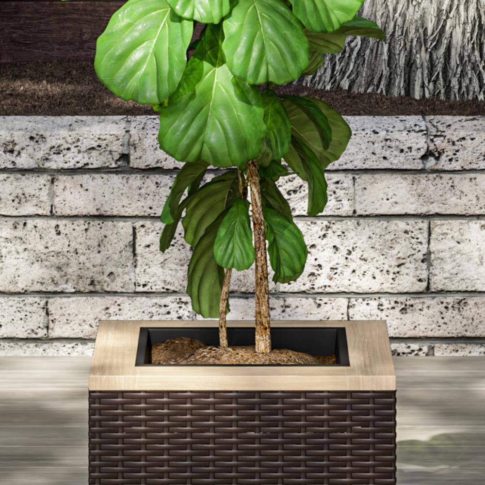 HOMESTYLES 18 in. x 18 in. Brown Wood Palm Springs Outdoor Planter 6800-24