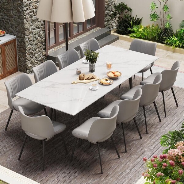 62.9in to 94.4in Outdoor Rectangular Sintered Stone Dining Table