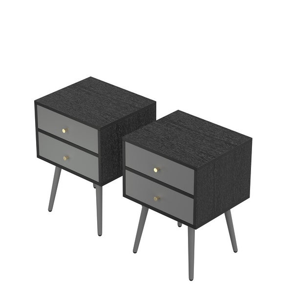 Set of 2 Modern Bedside Tables， Nightstand with Storage Drawer Chic Sofa Table for Bedroom Living Room Office