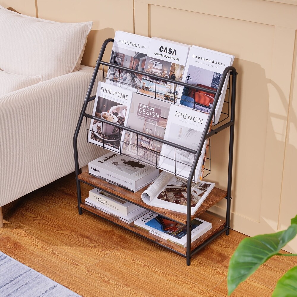 VECELO Magazine Rack Floor，Bookcases and Storage