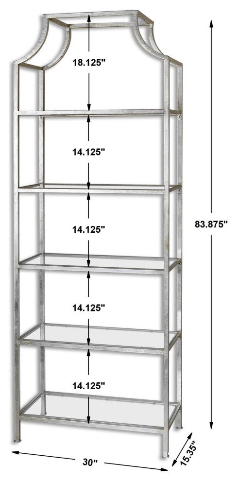 Minimalist Silver Arch Metal Etagere  Standing Book Shelf Modern Glass Shelves   Transitional   Bookcases   by My Swanky Home  Houzz