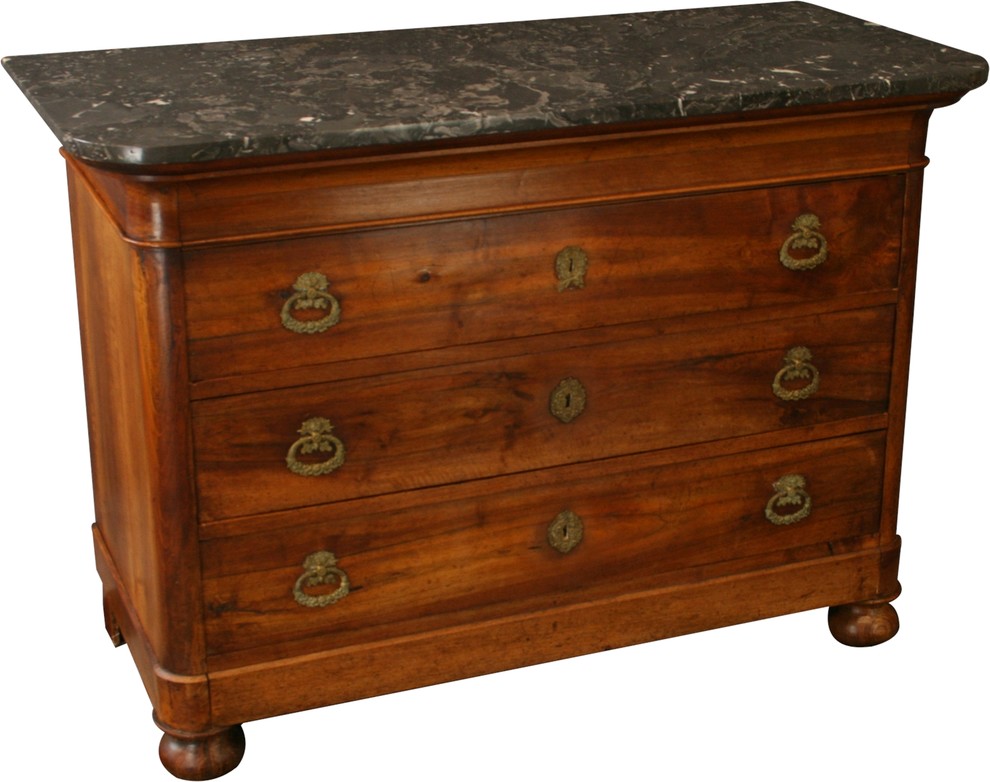 Consigned 1800 Antique Chest of Drawers Directoire Style Walnut  3Drawer   Traditional   Accent Chests And Cabinets   by EuroLuxHome  Houzz