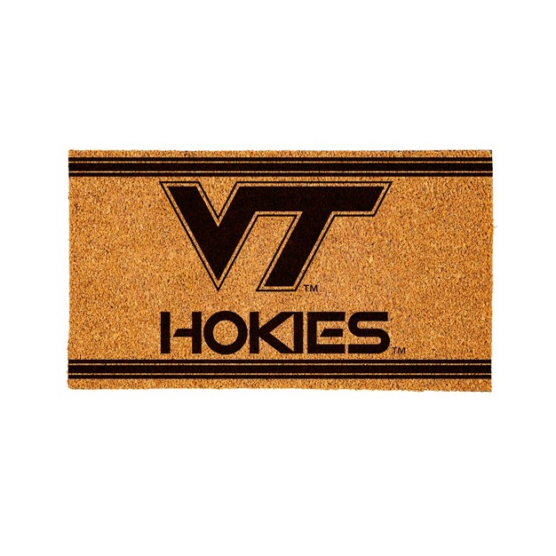 Evergreen Virginia Tech Logo Turf Mat Brown 28 X 16 Inches Indoor Outdoor Doormat