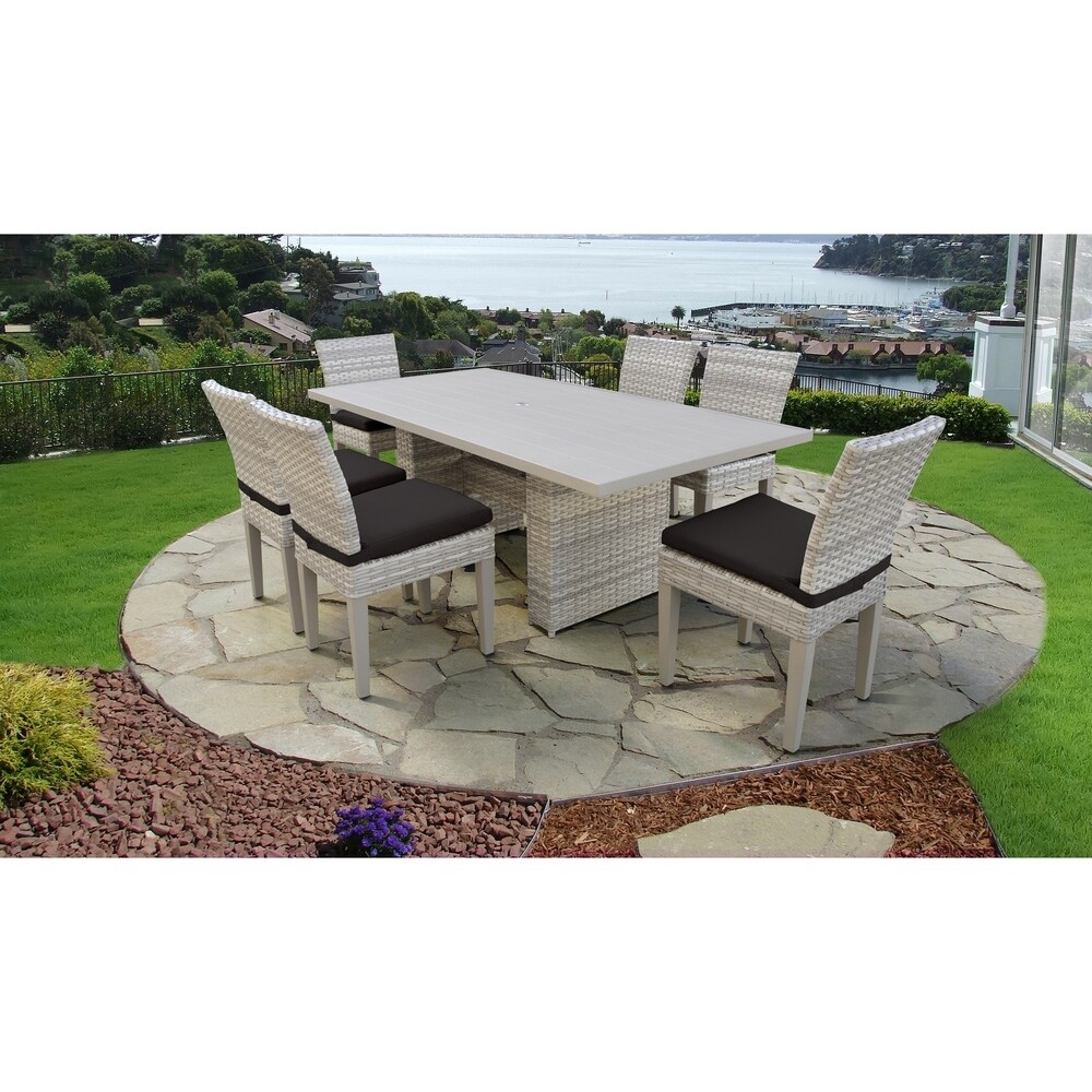 Fairmont Rectangular Outdoor Patio Dining Table with 6 Armless Chairs