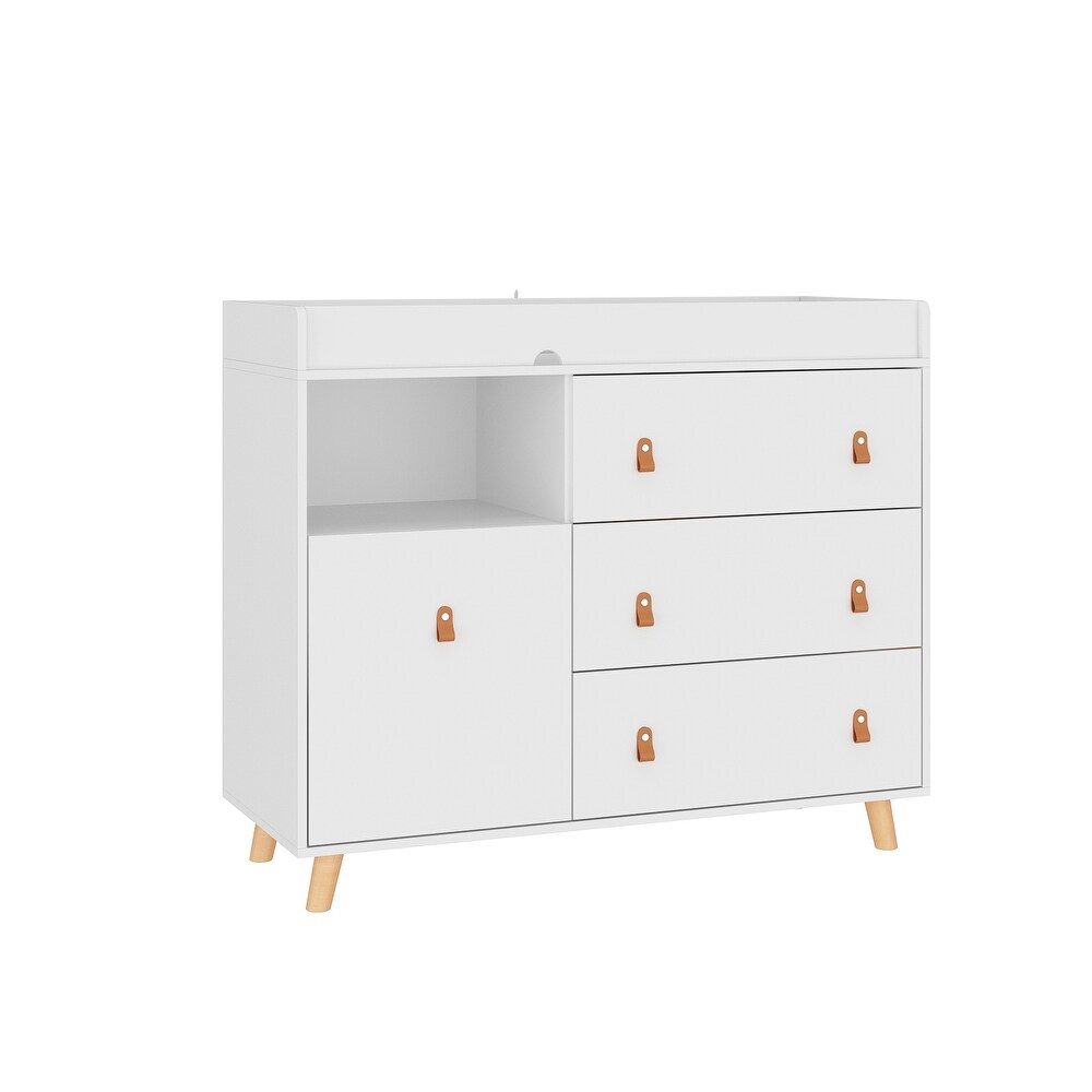 45inch Hidden Trash Storage  Nursery Dresser w/Changing Station White