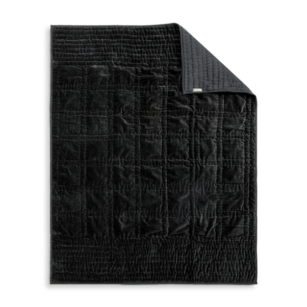 Demdaco Velvet Throw Blanket Charcoal