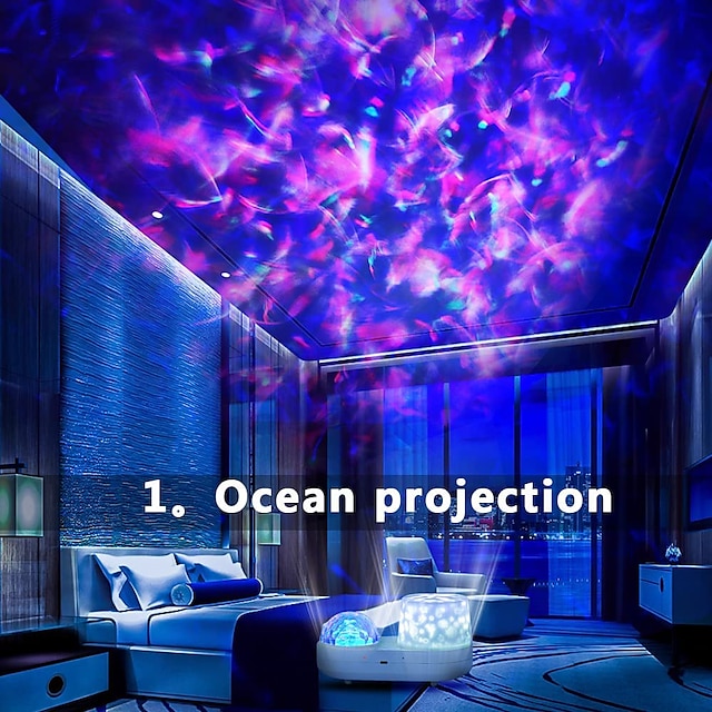 Ocean Light Projector for Bedroom 360 Degree Rotating Night Lights Projector 6 Colors Double-Layer Stereo Projection Effect Galaxy Projection Night Light Kids Toys Birthday