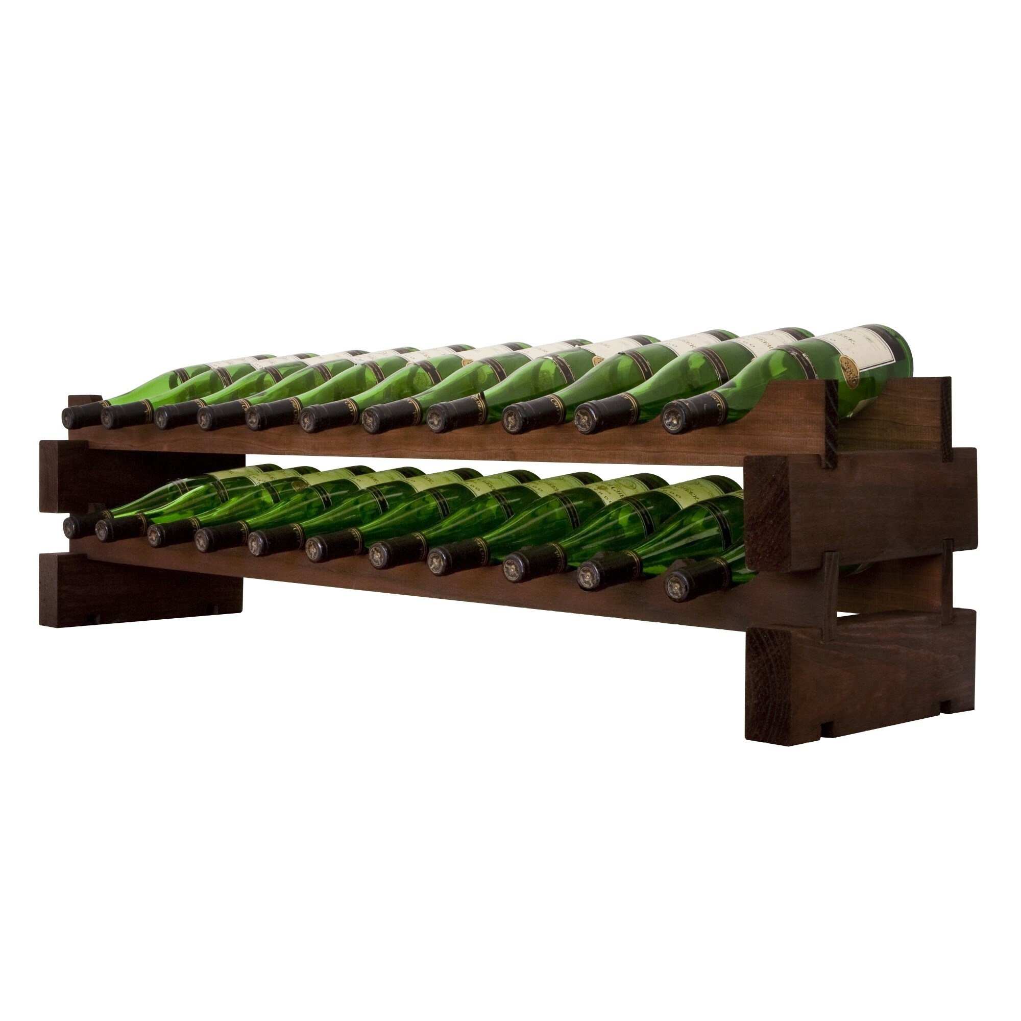 22 Bottle， 2 x 11 Bottle Modular Wine Rack， Stained