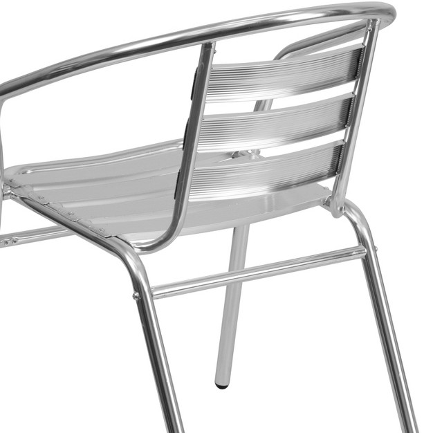 Flash Furniture Commercial Aluminum Indoor outdoor Restaurant Stack Chair With Triple Slat Back And Arms