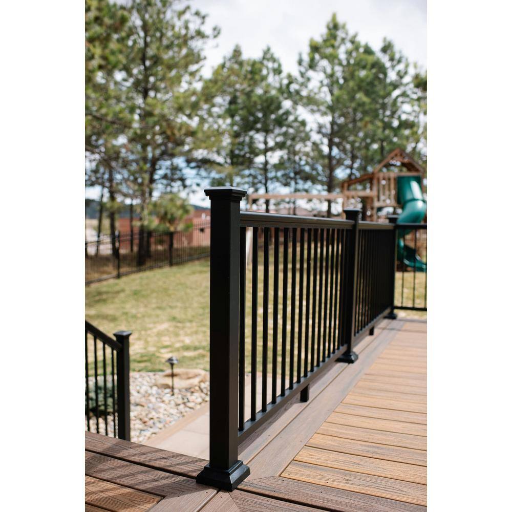 Aria Railing 3 in. x 3 in. x 36 in. Black Powder Coated Aluminum Deck Post Kit AK141336B