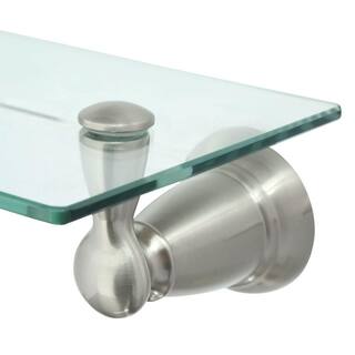 MOEN Banbury 5-425 in. L x 3 in. H x 22-34 in. W Wall-Mount Clear Glass Shelf in Brushed Nickel Y2690BN