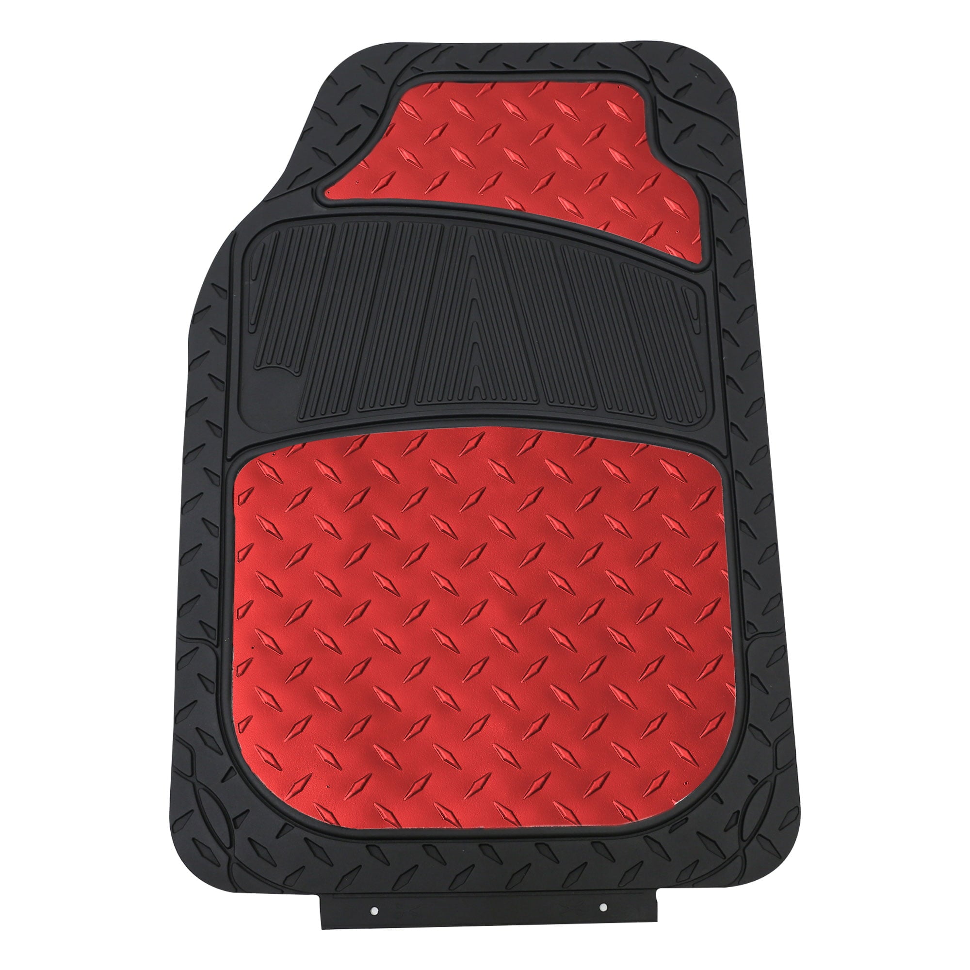 FH Group Universal Fit Car Floor Mats Metallic Rubber Floor Mats Full Set For Auto Heavy Duty Red F11315RED