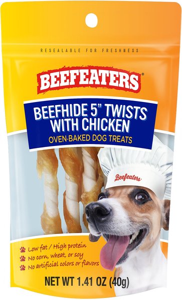 Beefeaters Beefhide Twist Chicken Jerky Dog Treat， 1.41-oz， case of 12