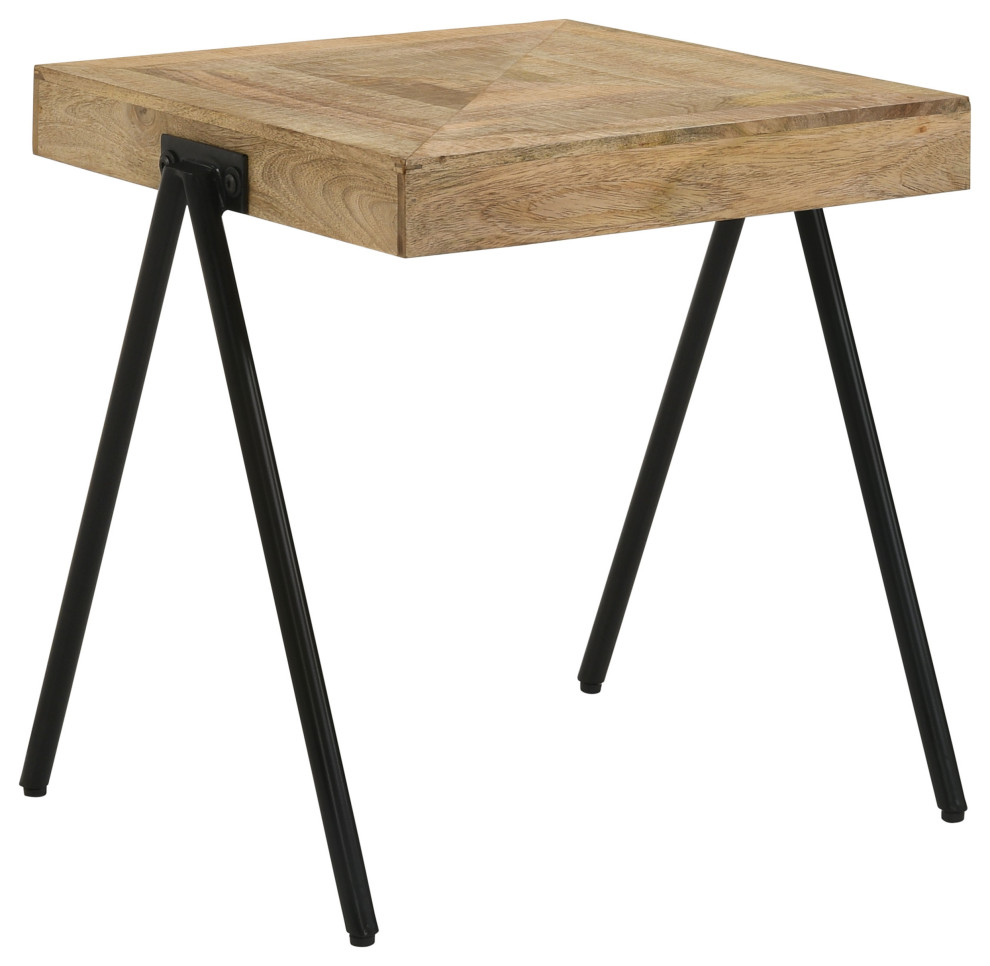 Avery Square End Table With Metal Legs Natural and Black   Modern   Side Tables And End Tables   by Modon  Houzz