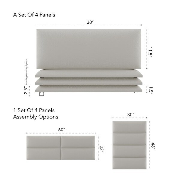 VANT Upholstered Headboards - Zigrino Oyster - 30 Inch - Set of 4 Panels. - - 34192324