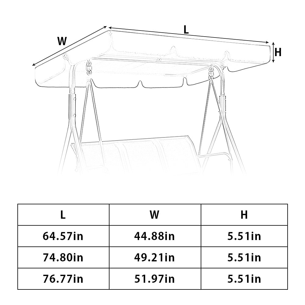 Patio Swing Canopy Cover,Miuline 3-Seater Outdoor Canopy Swing Adjustable Waterproof Surface Top Hammock Cover,Not Included Chair