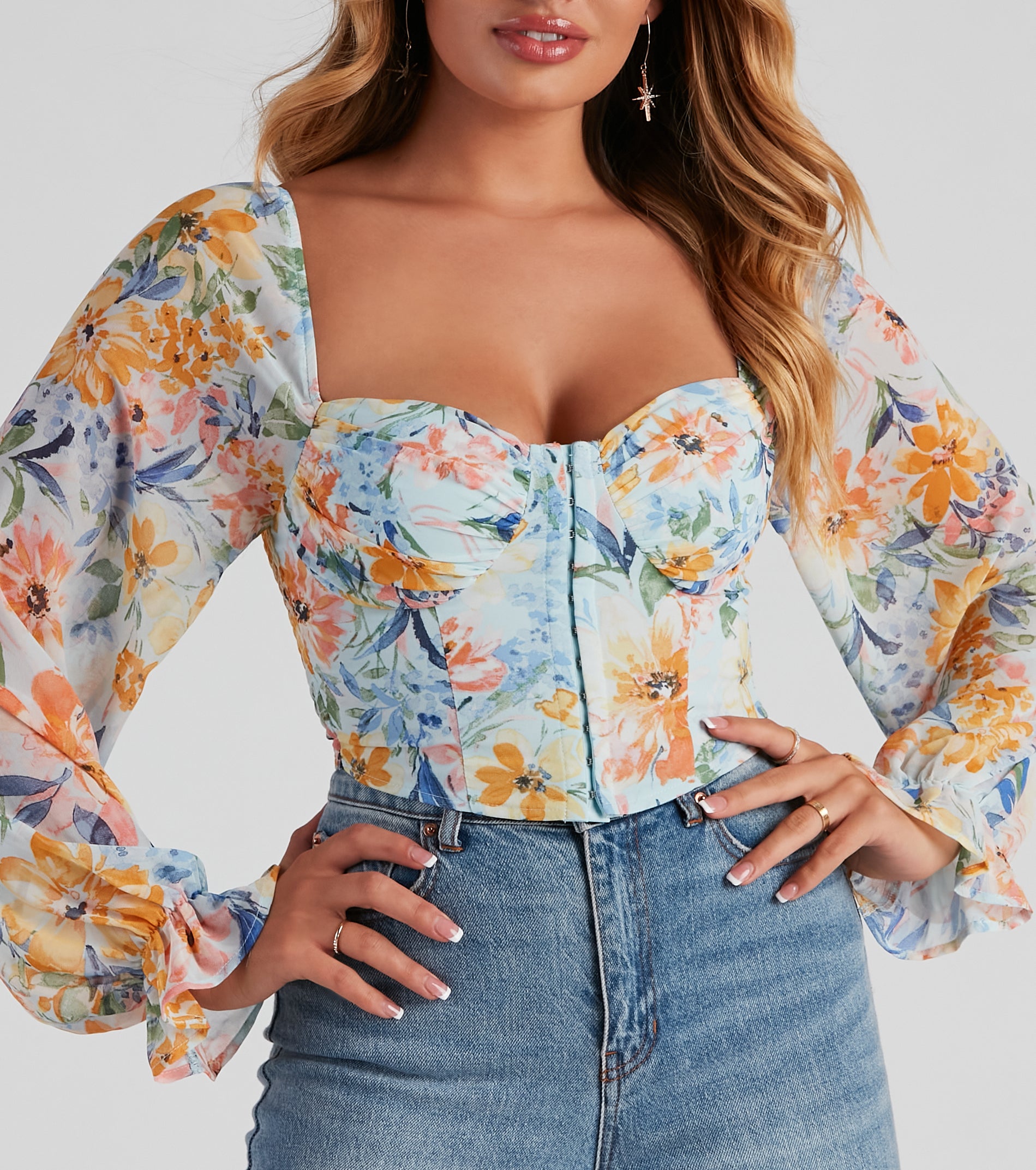 Tropic Ready Floral Chiffon Corset