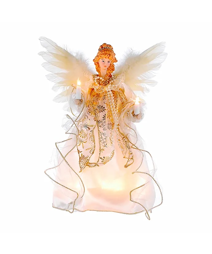 12 Light Ivory & Gold Angel Tree Topper