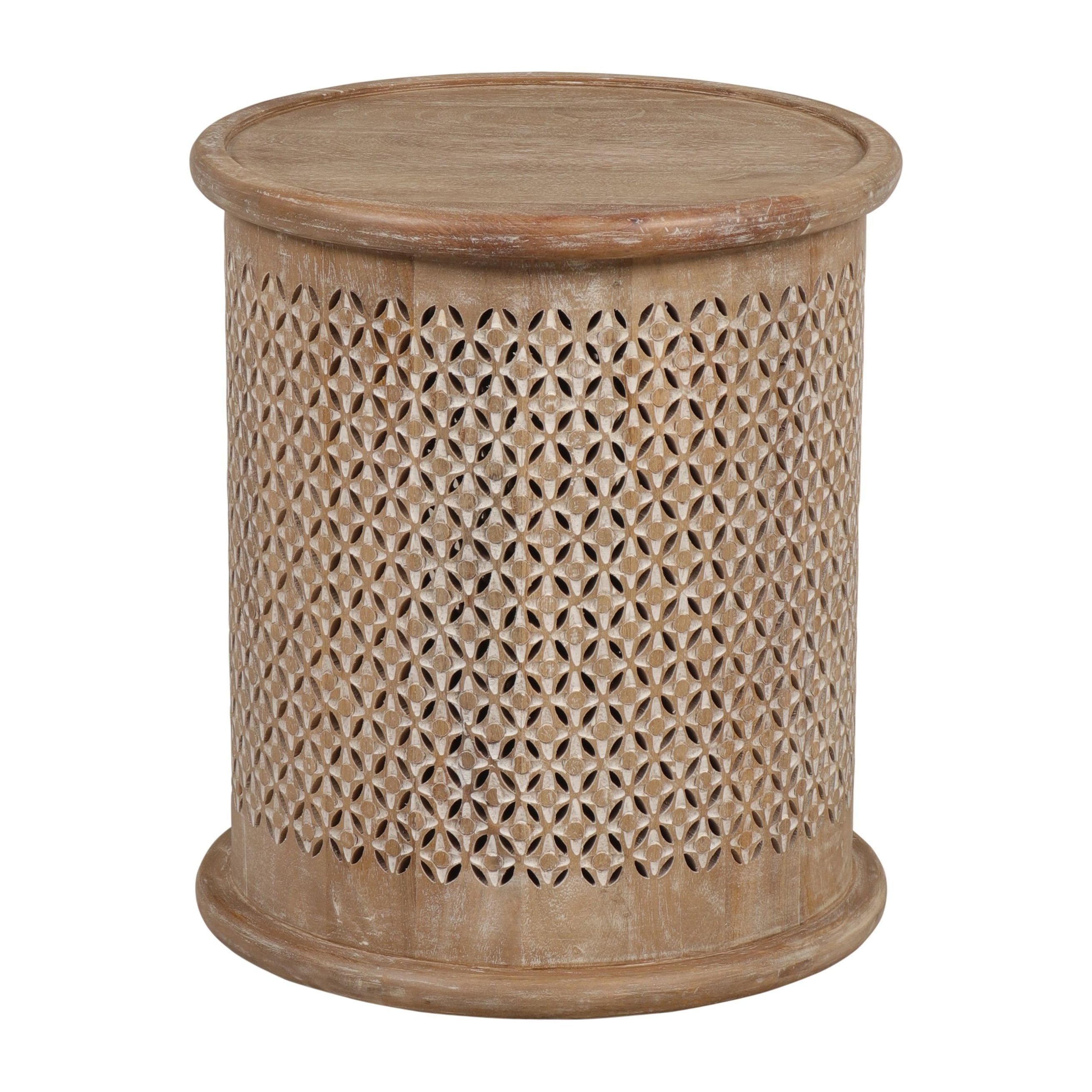 Sumter 17-inch Diameter Mango Wood Drum Side Table