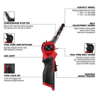 MW M12 FUEL 12V Lithium-Ion Brushless Cordless 38 in. x 13 in. Bandfile (Tool-Only) 2483-20